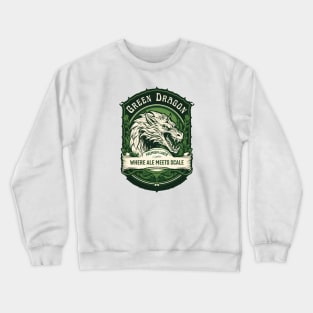 Green Dragon Premium Lager - Where Ale Meets Scale - Dragon Head - Fantasy Crewneck Sweatshirt